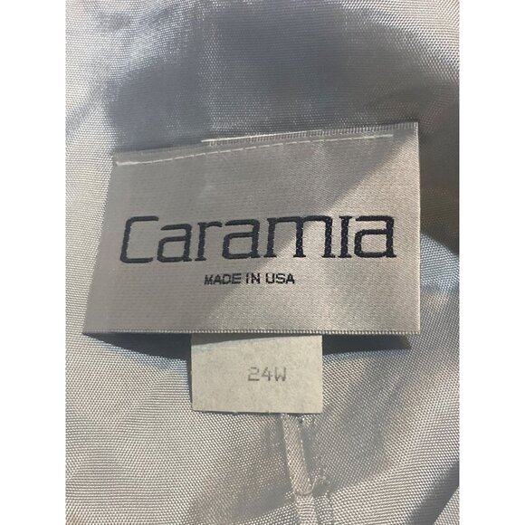 CARAMIA Lace Overlay Dress Blouse Sheer Gray Coquette Floral Women 24W VTG Plus - Picture 9 of 11